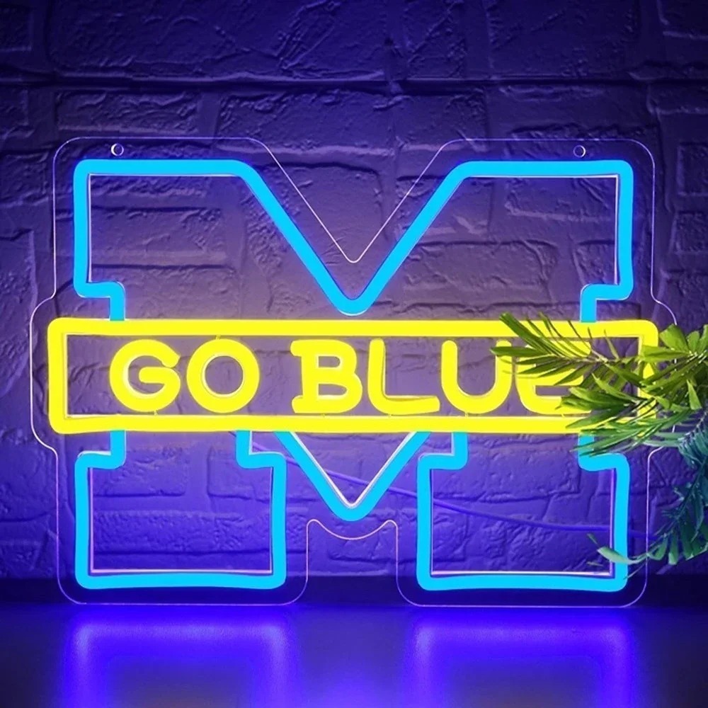 MICHIGAN GO BLUE NCAA LED Neon Sign For Bar, Porch, Garage, Mancave 14 Inch